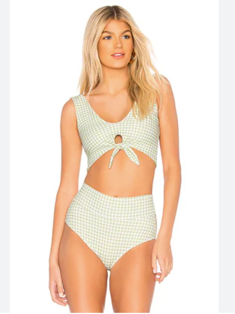 Montce Vert Gingham High Rise Bikini Bottom